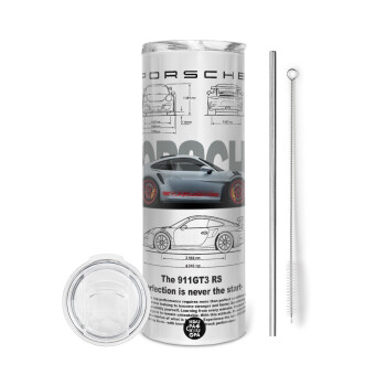 Porsche, Tumbler stainless steel 600ml, with metal straw & cleaning brush
