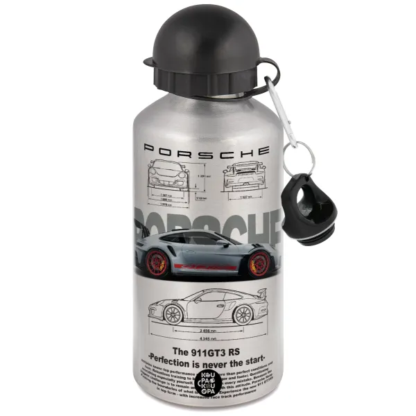 Porsche — Metallic water jug, Silver, aluminum 500ml