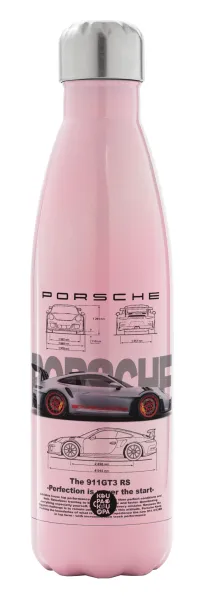 Porsche — Μεταλλικό παγούρι θερμός Ροζ Ιριδίζον (Stainless steel), διπλού τοιχώματος, 500ml