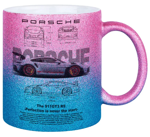 Porsche — Κούπα Χρυσή/Μπλε Glitter, κεραμική, 330ml