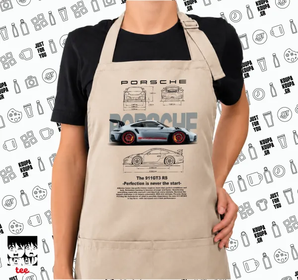 Porsche — SAND Ποδιά μαγειρικής μακριά Σεφ ολόσωμη με τσέπες (ΕΝΗΛΙΚΩΝ, SAND, ONE SIZE)