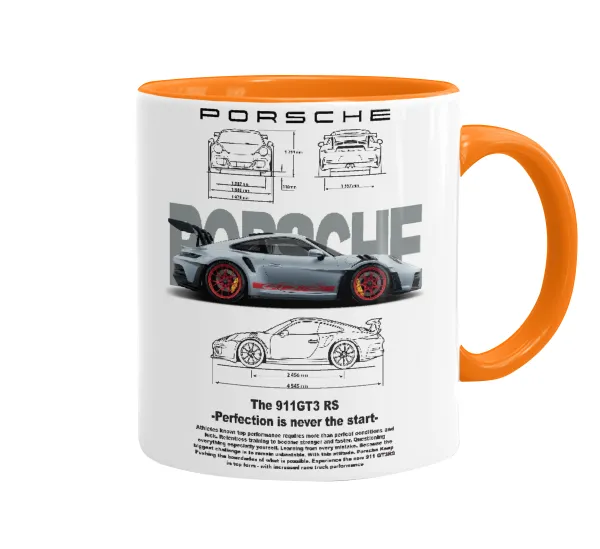 Porsche — Κούπα χρωματιστή πορτοκαλί, κεραμική, 330ml