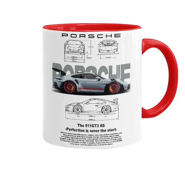 Porsche — Κούπα χρωματιστή κόκκινη, κεραμική, 330ml