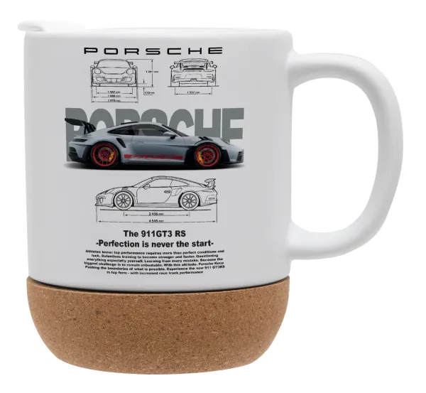 Porsche — Κούπα, κεραμική με βάση φελού και καπάκι (ΜΑΤ), 330ml