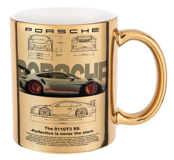 Porsche — Mug ceramic, gold mirror, 330ml