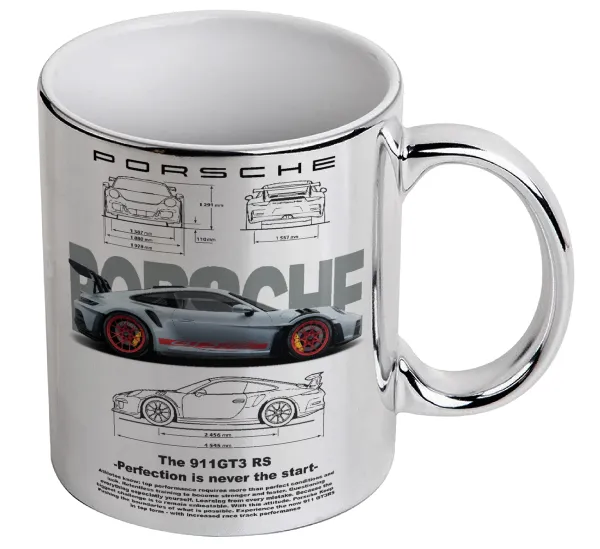 Porsche — Κούπα κεραμική, ασημένια καθρέπτης, 330ml
