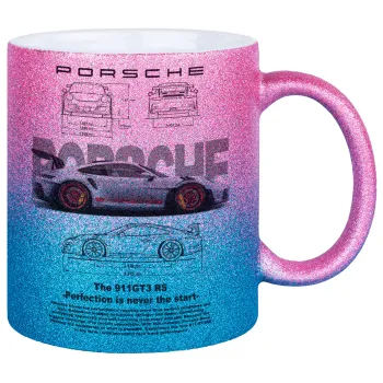 Porsche, Κούπα Χρυσή/Μπλε Glitter, κεραμική, 330ml