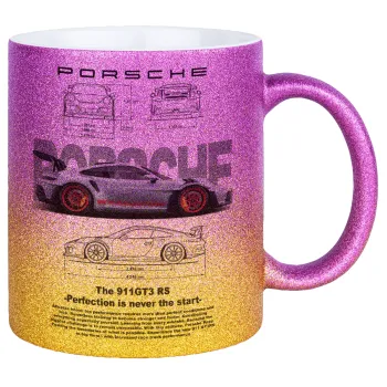 Porsche, Κούπα Χρυσή/Ροζ Glitter, κεραμική, 330ml