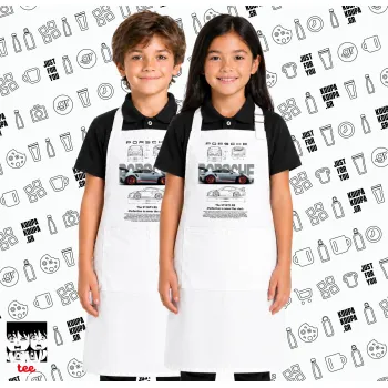 Porsche, Λευκή ΠΑΙΔΙΚΗ Ποδιά μακριά Σεφ ολόσωμη με τσέπες