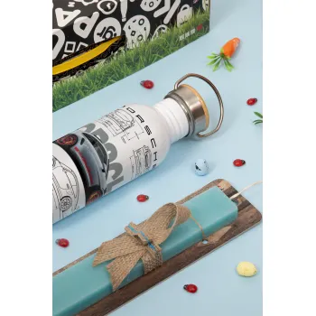 Porsche, Πασχαλινή Λαμπάδα με παγούρι μεταλλικό (620ml, stainless steel) & κερί αρωματικό πλακέ (30cm) (ΤΙΡΚΟΥΑΖ)