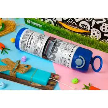 Porsche, Easter candle, Childrens hot water bottle, stainless steel, with safety straw, BLUE (500ml)