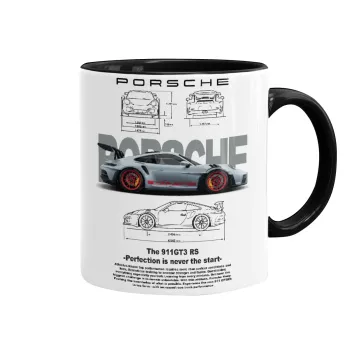 Porsche, Κούπα χρωματιστή μαύρη, κεραμική, 330ml