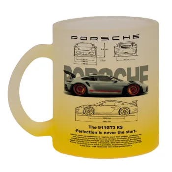 Porsche, Κούπα γυάλινη δίχρωμη με βάση το κίτρινο ματ, 330ml