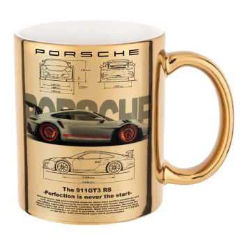 Porsche, Κούπα κεραμική, χρυσή καθρέπτης, 330ml
