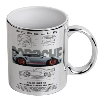 Porsche, Κούπα κεραμική, ασημένια καθρέπτης, 330ml