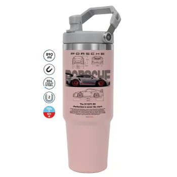 Porsche, Pink color, 890ml (30oz) stainless Steel Tumbler with Handle