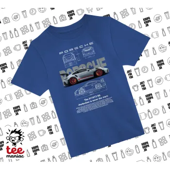 Porsche, Παιδικό T-Shirt ΜΠΛΕ από 100% βαμβάκι, για κάθε μέρα. Vegan & OEKO-TEX πιστοποιημένο.