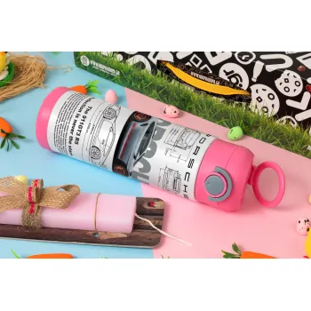 Porsche, Easter candle, Childrens hot water bottle, stainless steel, with safety straw, PINK (500ml)