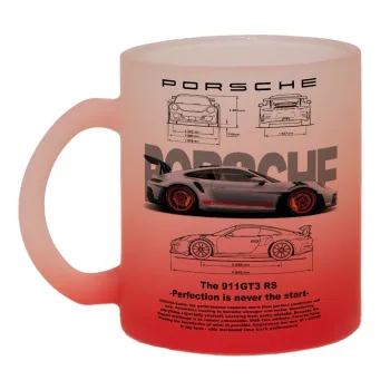 Porsche, Κούπα γυάλινη δίχρωμη με βάση το κόκκινο ματ, 330ml