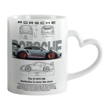 Porsche, Κούπα καρδιά χερούλι λευκή, κεραμική, 330ml