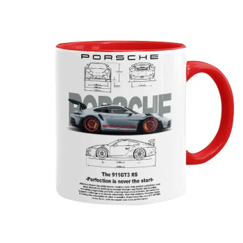 Porsche, Κούπα χρωματιστή κόκκινη, κεραμική, 330ml