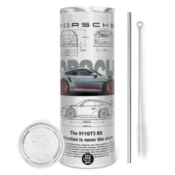 Porsche, Tumbler stainless steel 600ml, with metal straw & cleaning brush