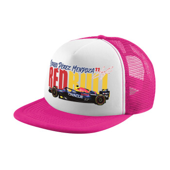 Sergio Perez - F1 Red Bull Racing, Adult Soft Trucker Hat with Pink/White Mesh (POLYESTER, ADULT, UNISEX, ONE SIZE)