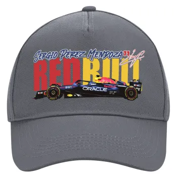 Sergio Perez - F1 Red Bull Racing, Καπέλο Ενηλίκων Ultimate Γκρι, (100% ΒΑΜΒΑΚΕΡΟ DRILL, ΕΝΗΛΙΚΩΝ, UNISEX, ONE SIZE)