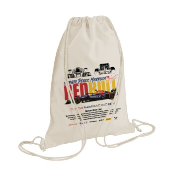 Sergio Perez - F1 Red Bull Racing, Τσάντα πλάτης πουγκί GYMBAG natural (28x40cm)