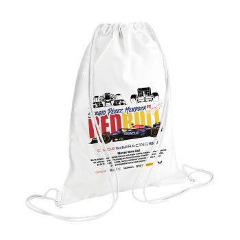 Sergio Perez - F1 Red Bull Racing, Backpack pouch GYMBAG white (28x40cm)