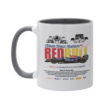 Sergio Perez - F1 Red Bull Racing, Κούπα χρωματιστή γκρι, κεραμική, 330ml