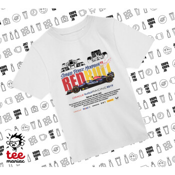 Sergio Perez - F1 Red Bull Racing, Άνετο παιδικό T-Shirt ΛΕΥΚΟ από 100% βαμβάκι, για κάθε μέρα. Vegan & OEKO-TEX πιστοποιημένο.