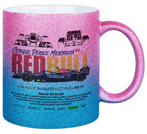 Sergio Perez - F1 Red Bull Racing — Κούπα Χρυσή/Μπλε Glitter, κεραμική, 330ml