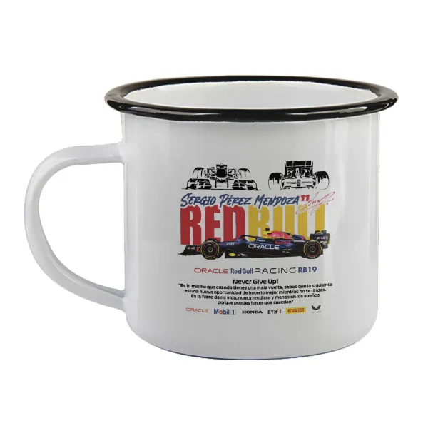 Sergio Perez - F1 Red Bull Racing — Κούπα εμαγιέ με μαύρο χείλος 360ml