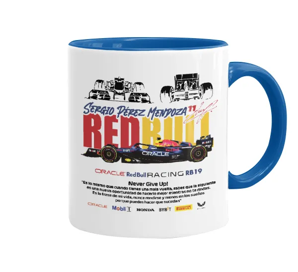 Sergio Perez - F1 Red Bull Racing — Κούπα χρωματιστή μπλε, κεραμική, 330ml