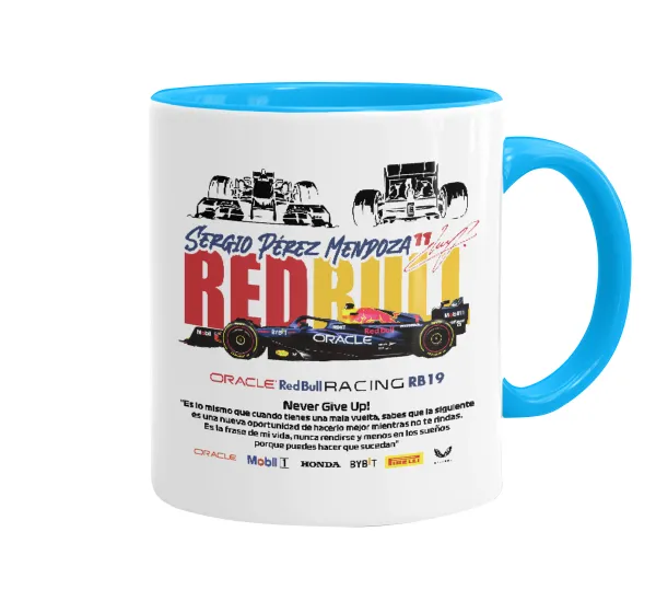 Sergio Perez - F1 Red Bull Racing — Κούπα χρωματιστή γαλάζια, κεραμική, 330ml