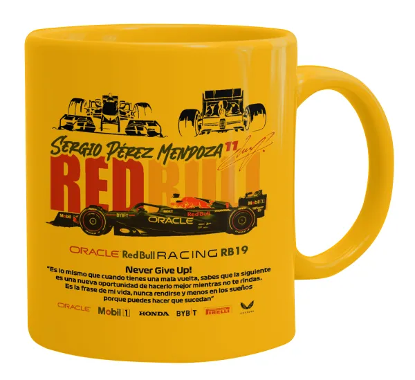 Sergio Perez - F1 Red Bull Racing — Ceramic coffee mug yellow, 330ml