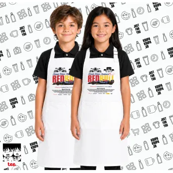 Sergio Perez - F1 Red Bull Racing, Λευκή ΠΑΙΔΙΚΗ Ποδιά μακριά Σεφ ολόσωμη με τσέπες