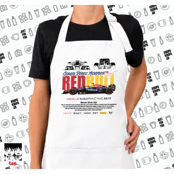 Sergio Perez - F1 Red Bull Racing, Ποδιά μακριά Σεφ ολόσωμη με τσέπες white (ΕΝΗΛΙΚΩΝ)