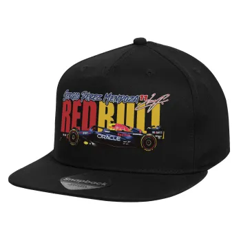 Sergio Perez - F1 Red Bull Racing, Καπέλο παιδικό Flat Snapback, Μαύρο (100% ΒΑΜΒΑΚΕΡΟ, ΠΑΙΔΙΚΟ, UNISEX, ONE SIZE)