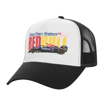 Sergio Perez - F1 Red Bull Racing, Καπέλο Ενηλίκων Structured Trucker, με Δίχτυ, ΛΕΥΚΟ/ΜΑΥΡΟ (100% ΒΑΜΒΑΚΕΡΟ, ΕΝΗΛΙΚΩΝ, UNISEX, ONE SIZE)
