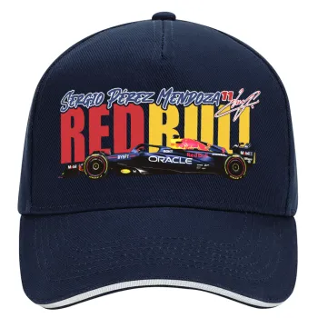 Sergio Perez - F1 Red Bull Racing, DRILL Καπέλο Ενηλίκων Ultimate ΜΠΛΕ/ΛΕΥΚΟ, (100% ΒΑΜΒΑΚΕΡΟ, ΕΝΗΛΙΚΩΝ, UNISEX, ONE SIZE)