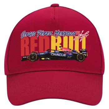 Sergio Perez - F1 Red Bull Racing, Adult Ultimate Hat RED, (100% COTTON DRILL, ADULT, UNISEX, ONE SIZE)
