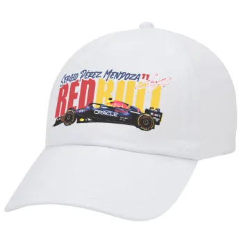Sergio Perez - F1 Red Bull Racing, Καπέλο Ενηλίκων Baseball Λευκό 5-φύλλο (POLYESTER, ΕΝΗΛΙΚΩΝ, UNISEX, ONE SIZE)