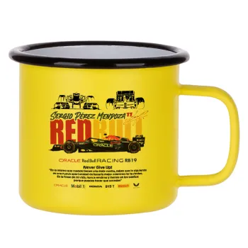 Sergio Perez - F1 Red Bull Racing, Κούπα Μεταλλική εμαγιέ ΜΑΤ Κίτρινη 360ml