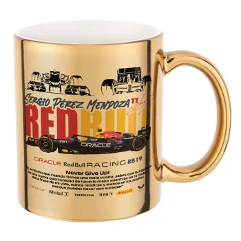 Sergio Perez - F1 Red Bull Racing, Κούπα κεραμική, χρυσή καθρέπτης, 330ml