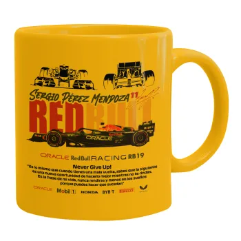 Sergio Perez - F1 Red Bull Racing, Κούπα, κεραμική κίτρινη, 330ml