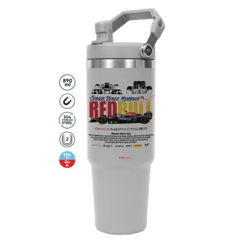 Sergio Perez - F1 Red Bull Racing, GREY color, 890ml (30oz) stainless Steel Tumbler with Handle