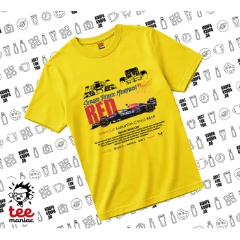 Sergio Perez - F1 Red Bull Racing, yellow childrens T-Shirt made of 100% cotton, for every day. Vegan & OEKO-TEX certified.