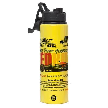 Sergio Perez - F1 Red Bull Racing, Μεταλλικό παγούρι νερού με καπάκι ασφαλείας, αλουμινίου 850ml